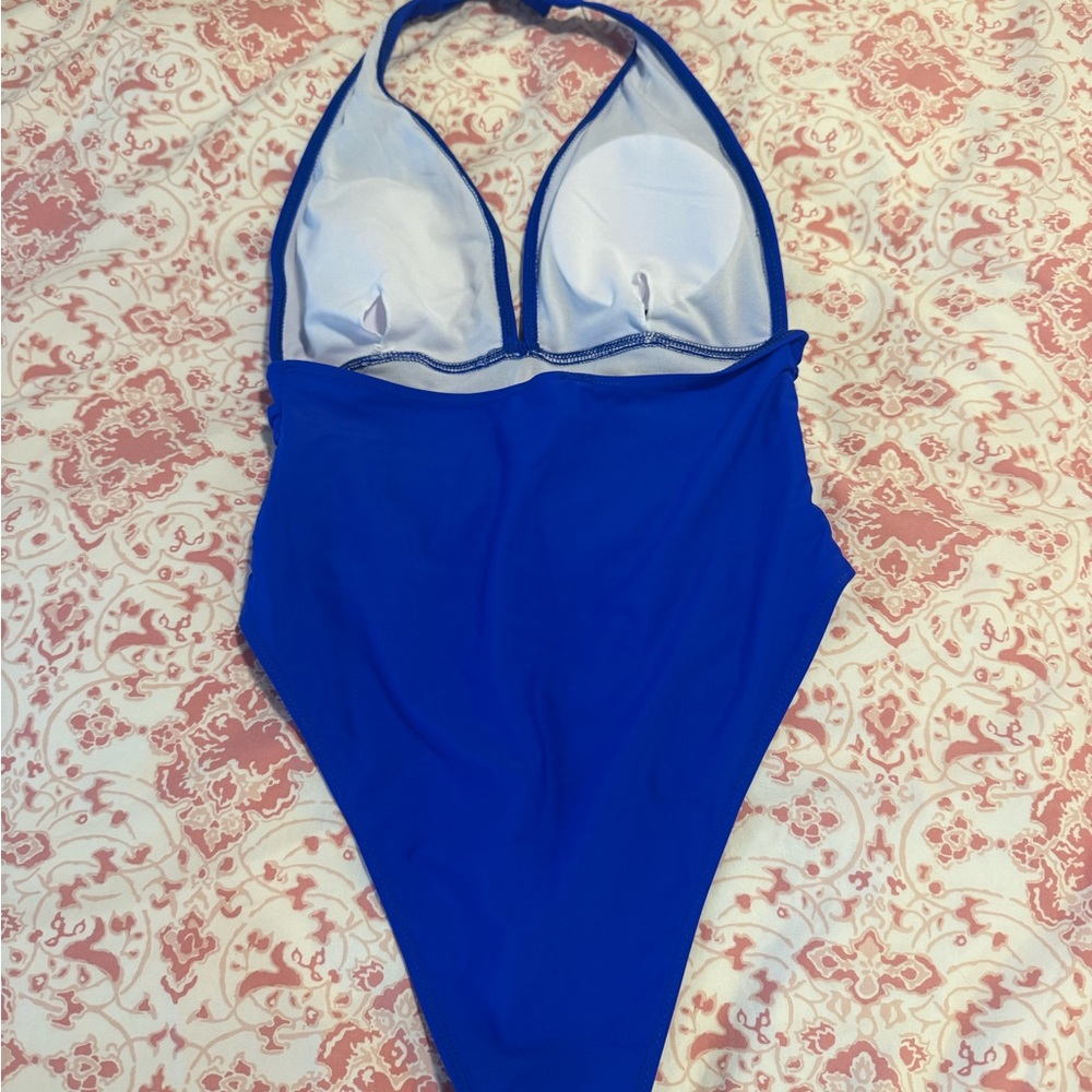 Royal Blue Halter One-Piece Swimsuit - Picture 4 of 4